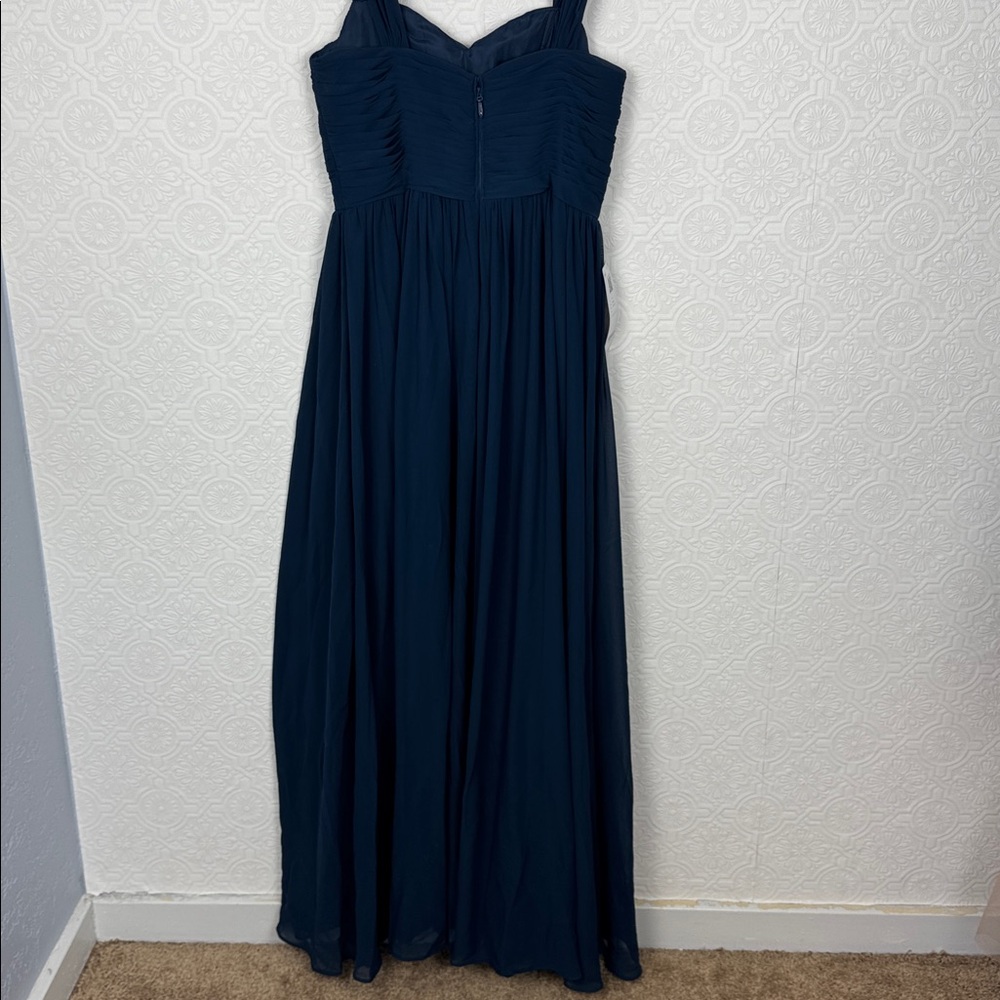 Azazie Zapheira Dark Navy Bridesmaid Dress US 10 A10 Chiffon Maxi Gown - Picture 12 of 13